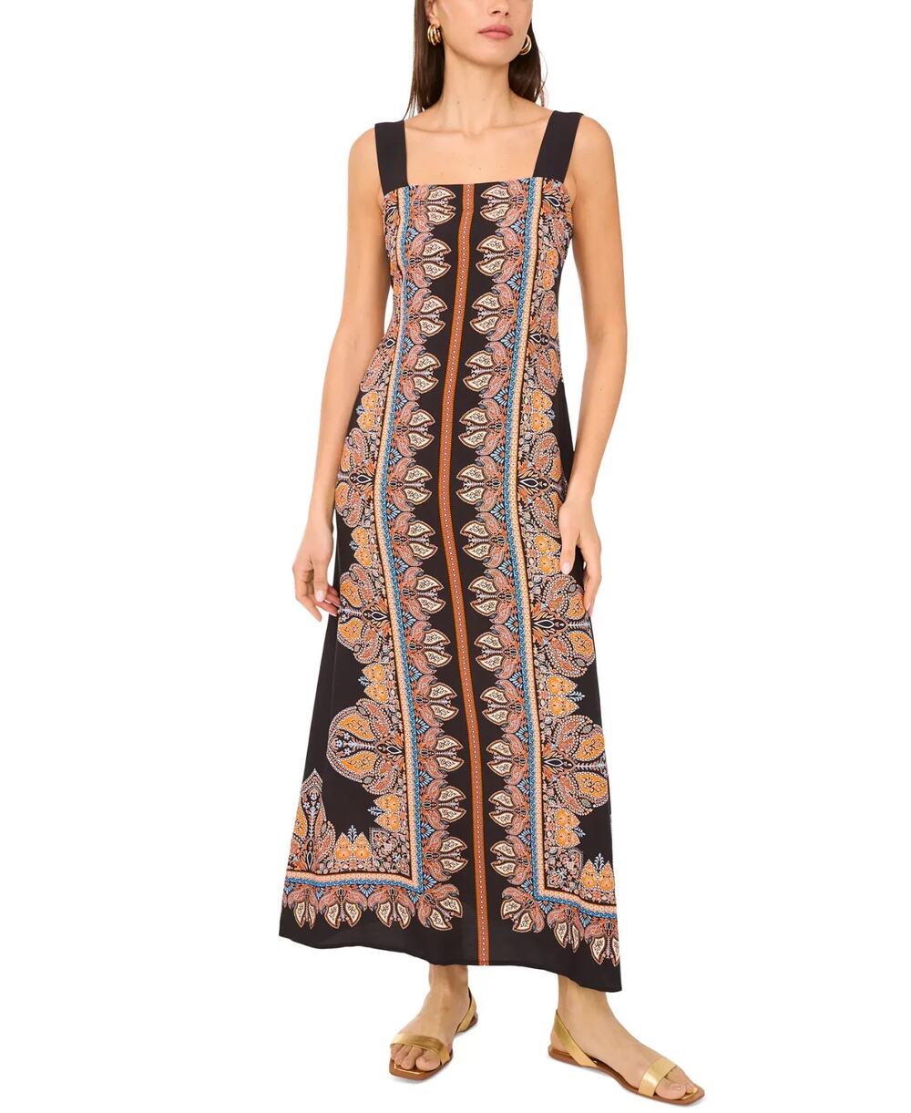 Vince Camuto Women's Printed Contrast-Strap Maxi Dress Multi Size L 0850